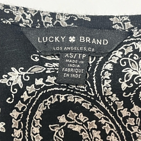 LUCKY BRAND Womens Embroidered Woven Mix Tank Paisley Print Black Extra Small - Picture 12 of 16